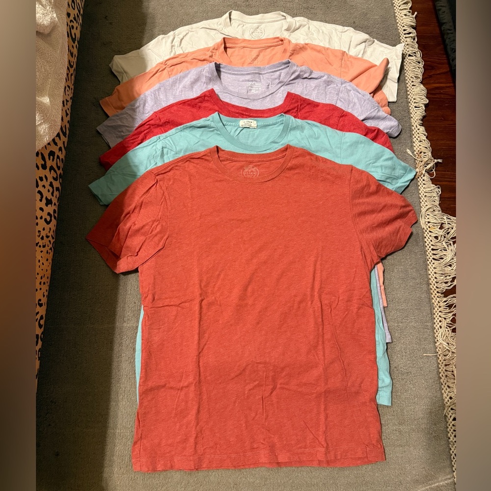 J.Crew Men’s T-Shirt Bundle Lot 6 Size Large 100% Cotton Casual Tees